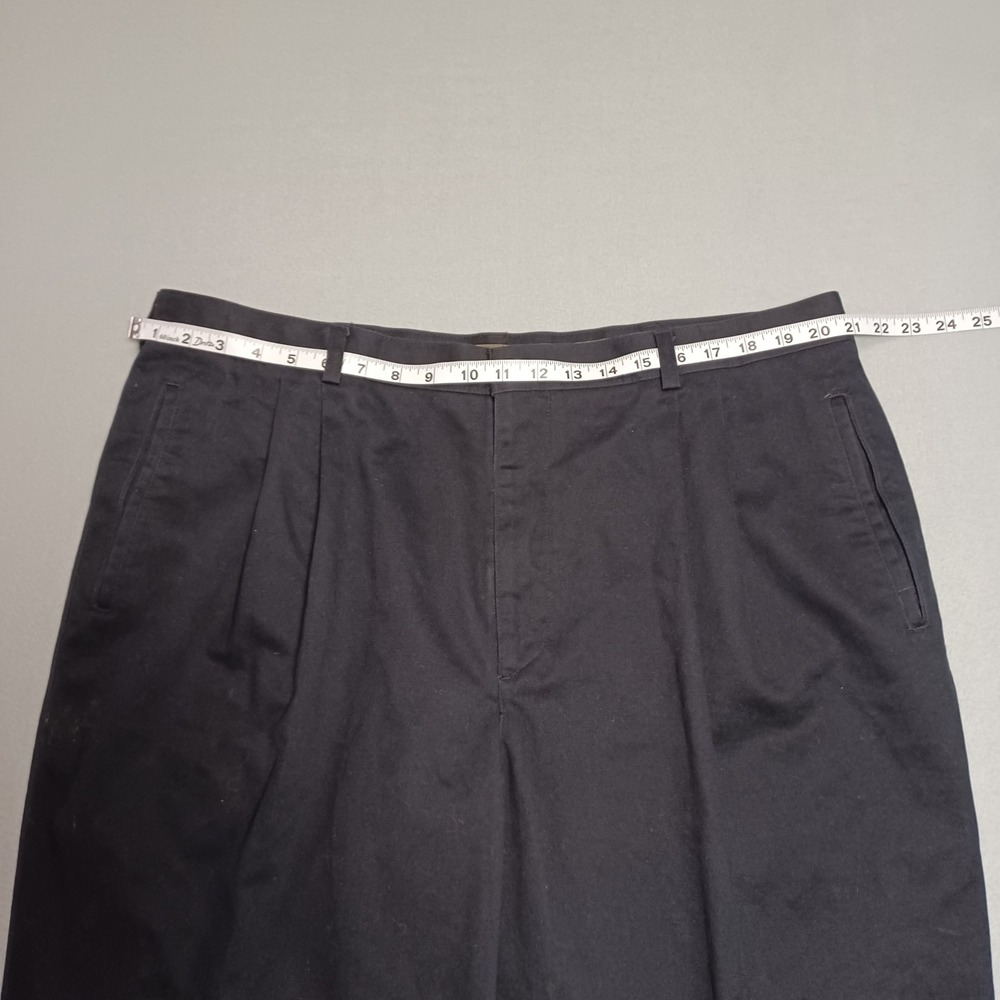 Savane Dress Pants Mens 42x32 Navy Blue Pleated Cuffed Cotton Chino Trousers